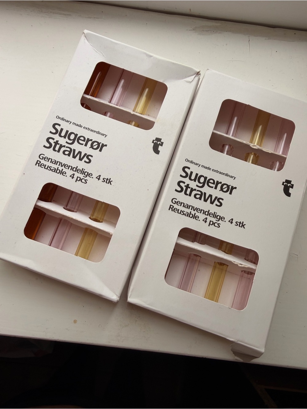 Sugerør Reusable Glass Drinking Straws – Pink & Yellow - Flying Tiger - NWT
